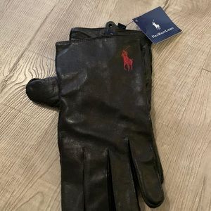 Mens brown leather gloves